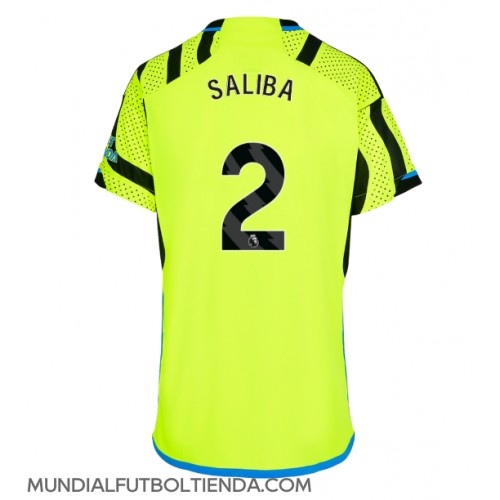 Camiseta Arsenal William Saliba #2 Segunda Equipación Replica 2023-24 para mujer mangas cortas